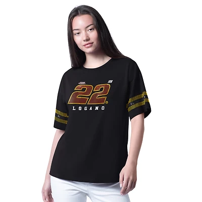 Women's G-III 4Her by Carl Banks Black Joey Logano Fan Catch T-Shirt