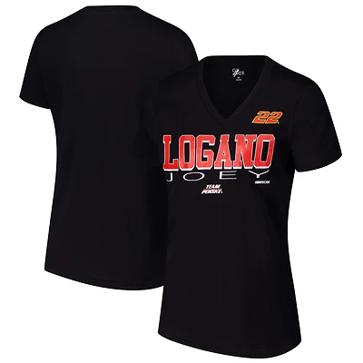 T-shirt à col en V noir G-III 4Her de Carl Banks pour femme avec motif Joey Logano Strategy