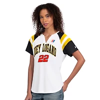 Women's G-III 4Her by Carl Banks  White Joey Logano Game On Raglan Notch Neck T-Shirt