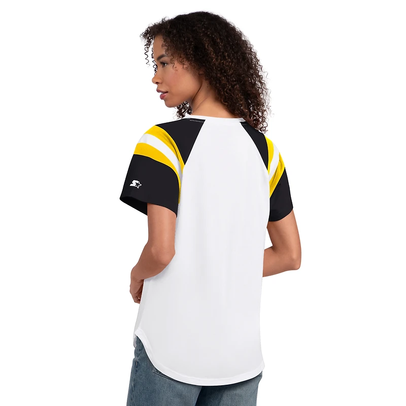 Women's G-III 4Her by Carl Banks White Joey Logano Game On Raglan Notch Neck T-Shirt