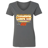 Women's Team Penske  Charcoal Joey Logano 2024 NASCAR Cup Series Champion Banner V-Neck T-Shirt