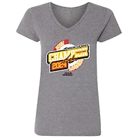 T-shirt à col en V de l'équipe Penske Heather Charcoal pour femmes Joey Logano, triple champion la NASCAR Cup Series