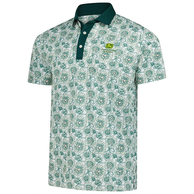 Men's Puma White John Deere Classic Pique Flower Fields Polo