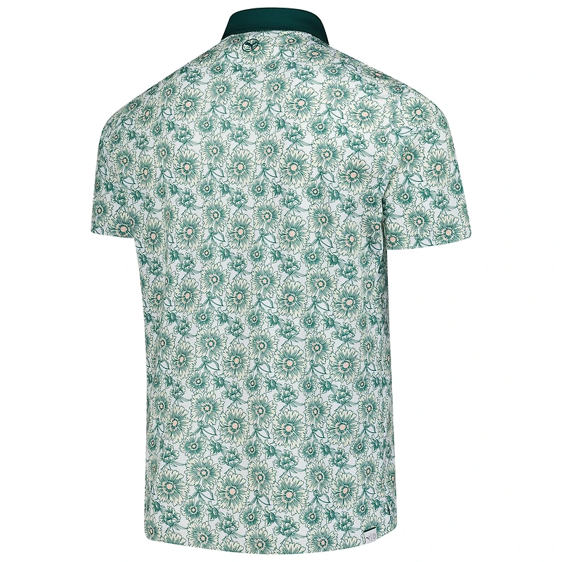 Men's Puma White John Deere Classic Pique Flower Fields Polo