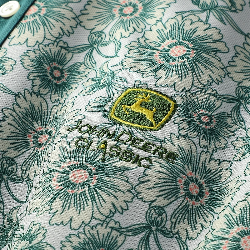 Polo Puma blanc John Deere Classic Pique Flower Fields pour homme
