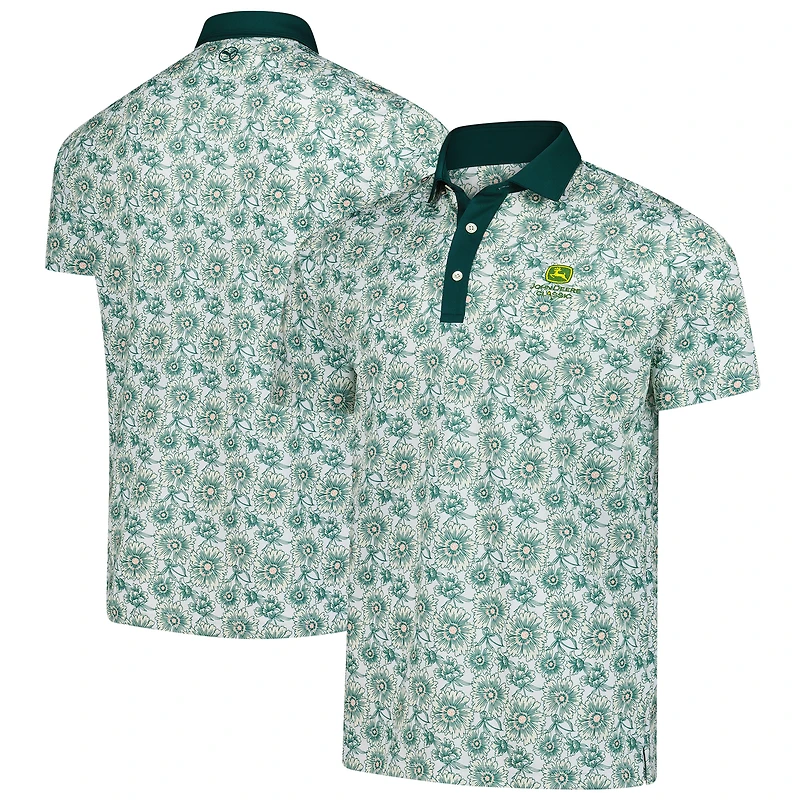 Men's Puma White John Deere Classic Pique Flower Fields Polo