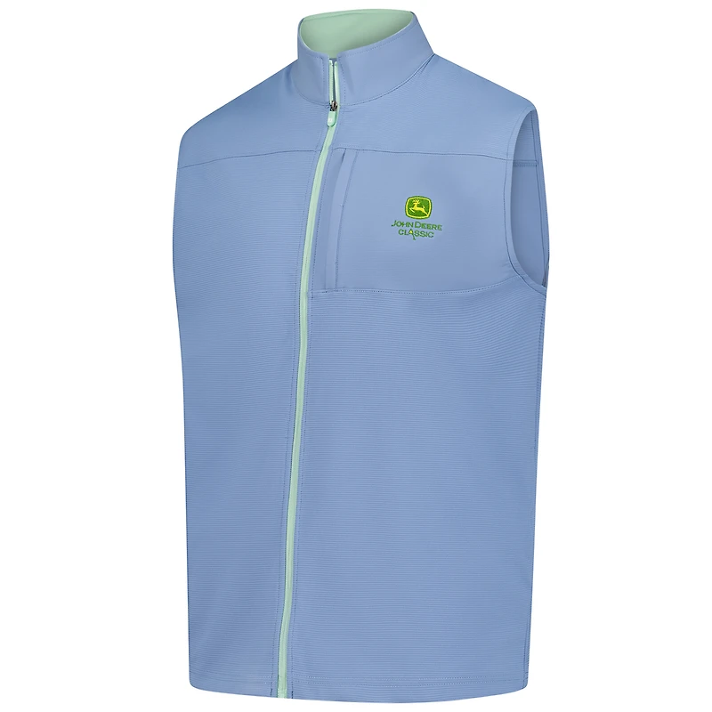 Gilet en tricot ottoman classique bleu FootJoy John Deere pour homme, entièrement zippé
