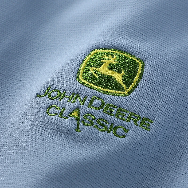 Gilet en tricot ottoman classique bleu FootJoy John Deere pour homme, entièrement zippé