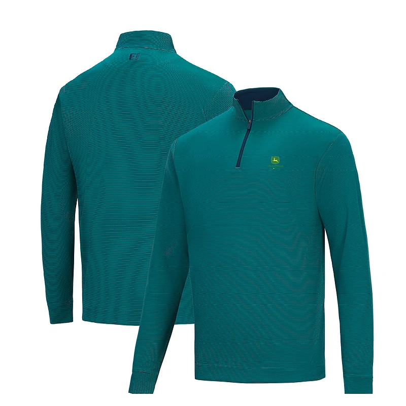 Pull FootJoy vert John Deere Classic Ottoman à rayures, en maille, col zippé.
