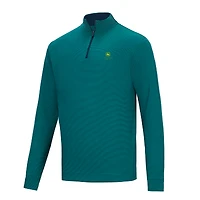 Men's FootJoy  Green John Deere Classic Ottoman Stripe Knit Quarter-Zip Pullover