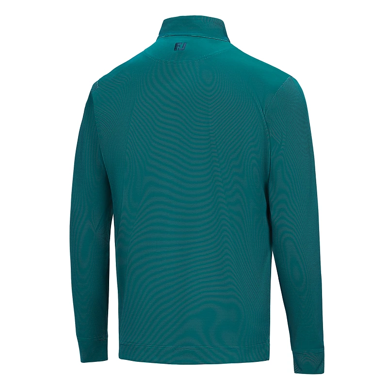 Men's FootJoy  Green John Deere Classic Ottoman Stripe Knit Quarter-Zip Pullover