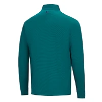 Men's FootJoy  Green John Deere Classic Ottoman Stripe Knit Quarter-Zip Pullover