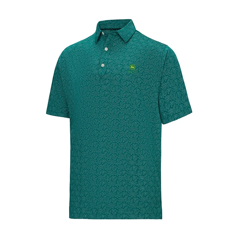 Polo FootJoy vert John Deere Classic ProDry Lisle à motif floral et bout golf pour homme