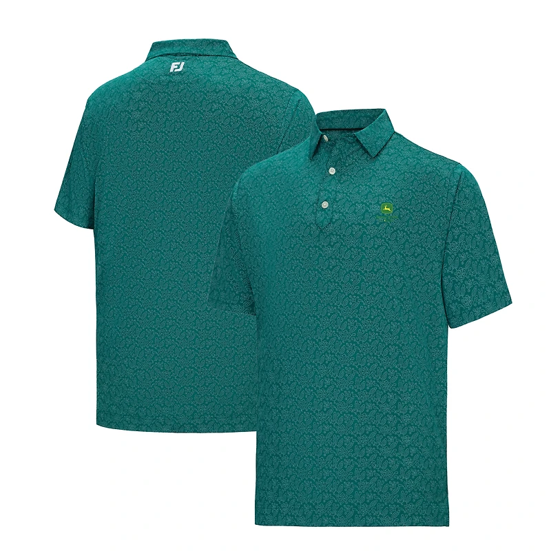 Polo FootJoy vert John Deere Classic ProDry Lisle à motif floral et bout golf pour homme