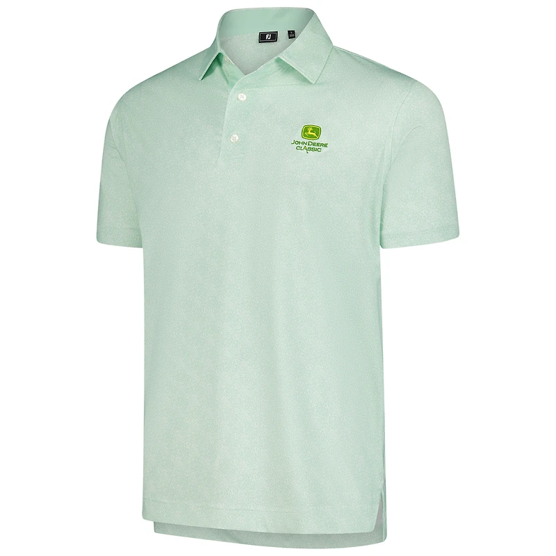 Men's FootJoy Light Green John Deere Classic Speckle Print Lisle Polo