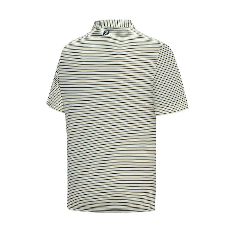 Men's FootJoy  White John Deere Classic Pinstripe Pop Stripe Lisle Polo