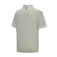 Men's FootJoy  White John Deere Classic Pinstripe Pop Stripe Lisle Polo