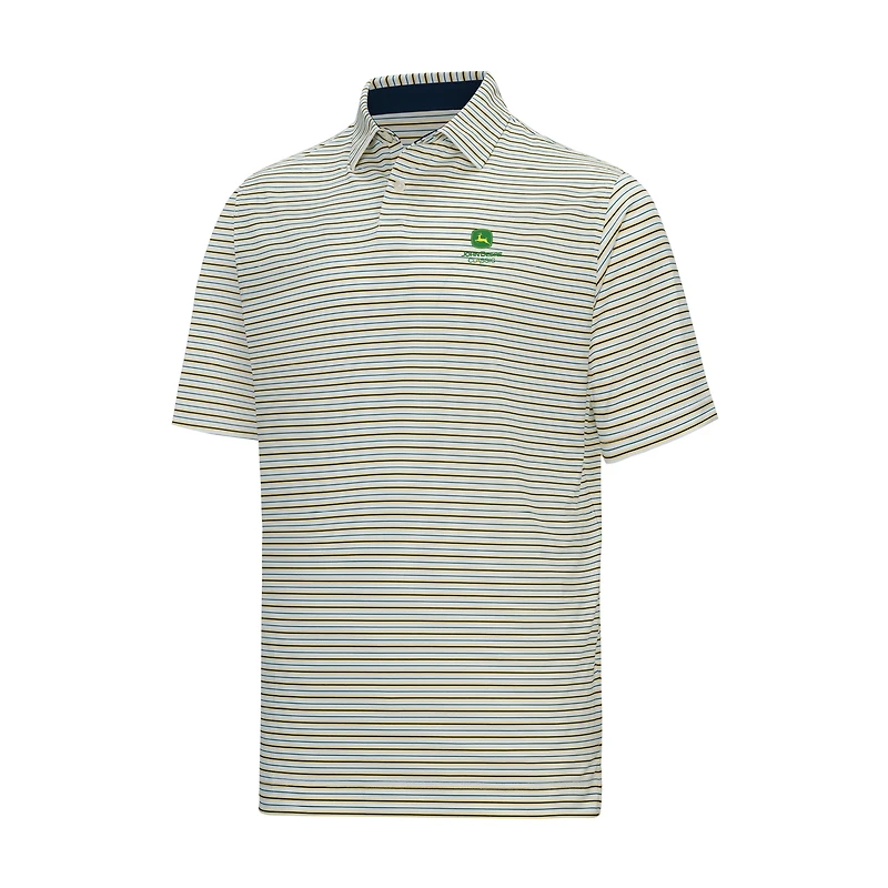 Men's FootJoy White John Deere Classic ProDry Pinstripe Pop Stripe Lisle Polo