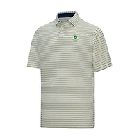 Men's FootJoy  White John Deere Classic ProDry Pinstripe Pop Stripe Lisle Polo