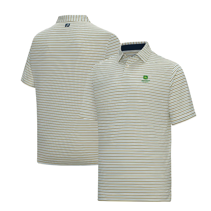 Polo FootJoy Lisle blanc John Deere Classic ProDry à rayures fines et pop pour homme