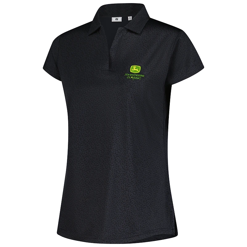Polo à manches courtes imprimé classique John Deere noir FootJoy pour femme