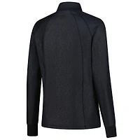 Women's FootJoy Black John Deere Classic Embossed Quarter-Zip Pullover