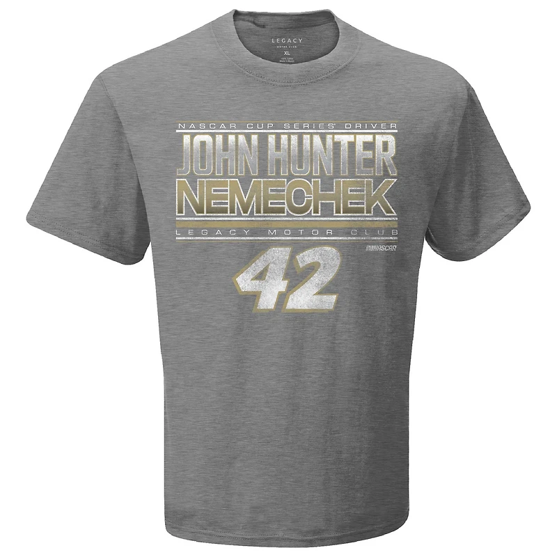 T-shirt à damier pour hommes Sports Heather Charcoal John Hunter Nemechek Nom et numéro