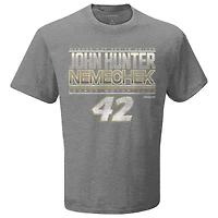 T-shirt à damier pour hommes Sports Heather Charcoal John Hunter Nemechek Nom et numéro