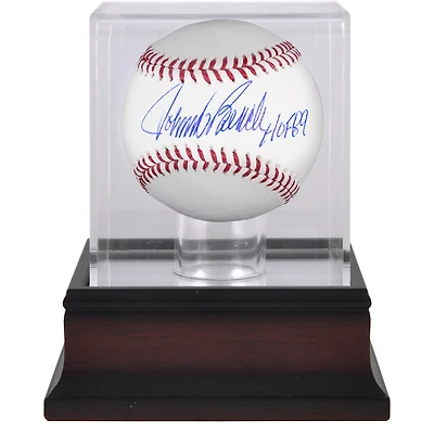 Johnny Bench Cincinnati Reds Autographed Baseball with "HOF 89" Inscription and Mahogany Baseball Display Case