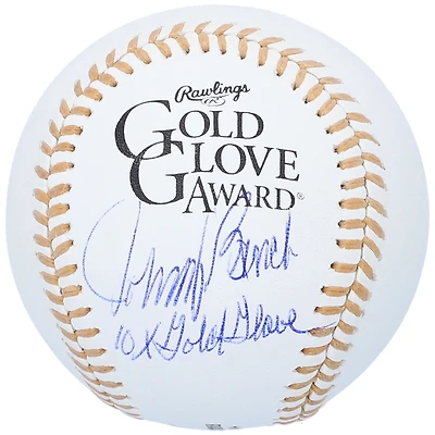 Johnny Bench Cincinnati Reds Autographed Gold Glove Baseball with "10x Gold Glove" Inscription