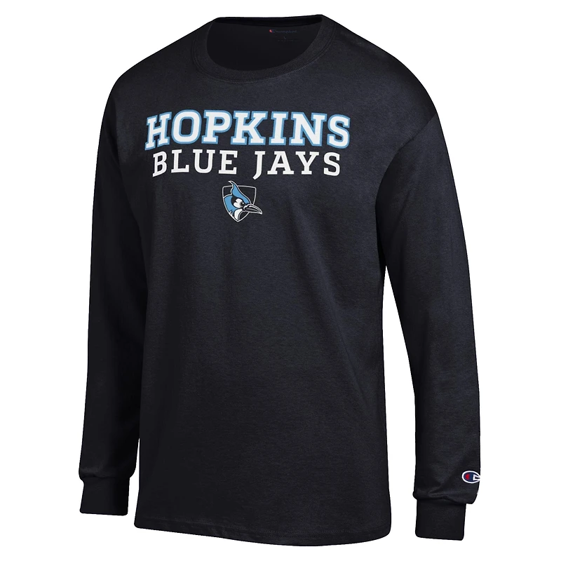 Men's Champion  Black Johns Hopkins Blue Jays Team Long-Sleeve T-Shirt