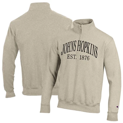 Pull à col zippé Champion crème pour homme, modèle Johns Hopkins Blue Jays Established Date
