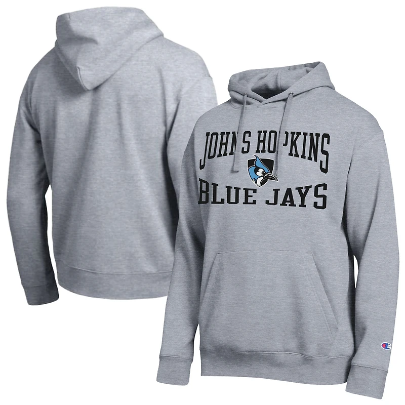 Men's Champion  Heather Gray Johns Hopkins Blue Jays Team Hoodie