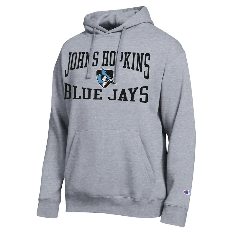 Sweat à capuche Champion pour homme, gris chiné, de l'équipe des Blue Jays Johns Hopkins.