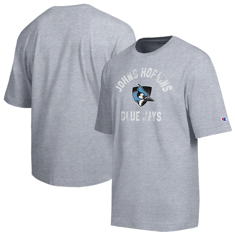 T-shirt d'équipe vieilli Champion Heather Gray Johns Hopkins Blue Jays pour homme