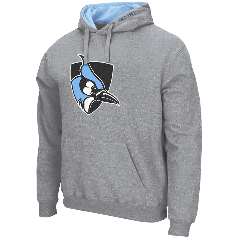 Men's Colosseum Heather Gray Johns Hopkins Blue Jays Arch & Logo 3.0 Pullover Hoodie
