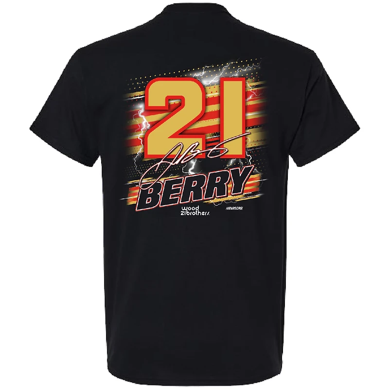 Men's Checkered Flag Sports Black Josh Berry Name & Number T-Shirt