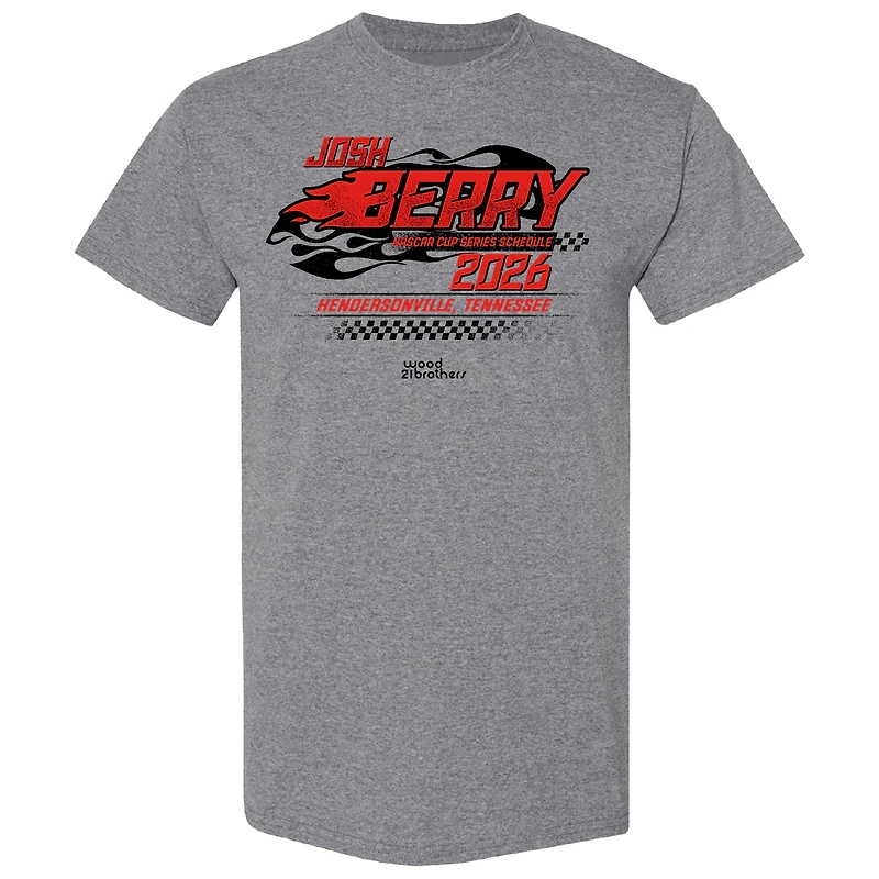 Men's Checkered Flag Sports  Heather Charcoal Josh Berry 2026 NASCAR Schedule T-Shirt