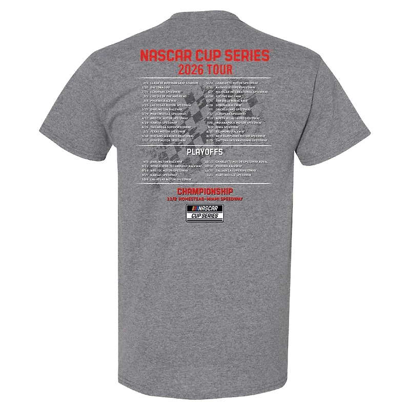 Men's Checkered Flag Sports  Heather Charcoal Josh Berry 2026 NASCAR Schedule T-Shirt