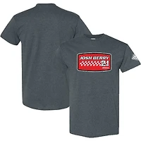 T-shirt à damier pour homme avec nom et numéro Josh Berry Heather Charcoal Sports