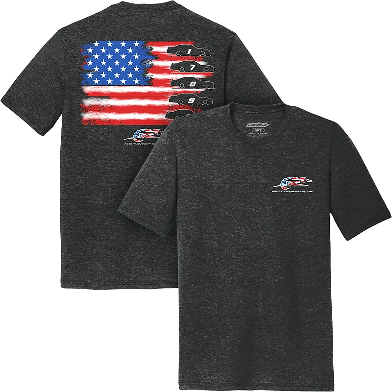 Men's JR Motorsports Official Team Apparel Heather Black American Flag T-Shirt