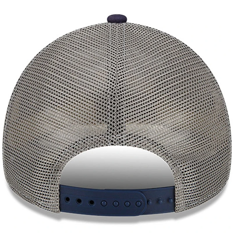 Men's New Era Gray/Navy JR Motorsports 9FORTY A-Frame Trucker Snapback Adjustable Hat