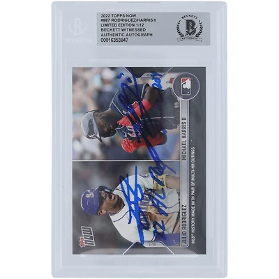 Julio Rodríguez Seattle Mariners and Michael Harris II Atlanta Braves Autographed 2022 Topps Now #887 #1/12 Beckett Fanatics Witnessed Authenticated Rookie Card with "22 AL ROY" and "22 NL ROY" Inscriptions