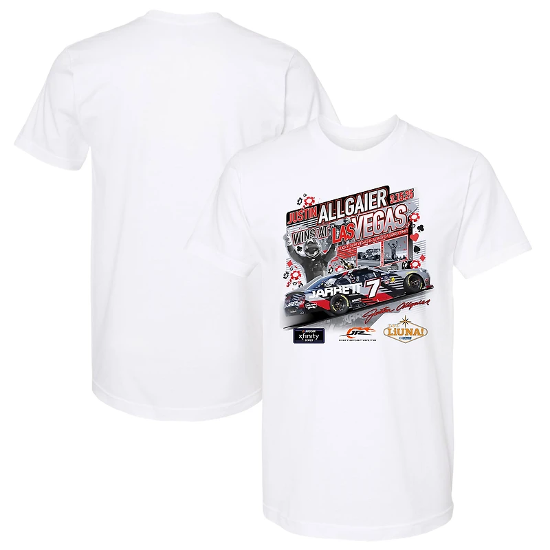 T-shirt Justin Allgaier blanc à damier pour homme, vainqueur de la course LiUNA, série Xfinity 2025