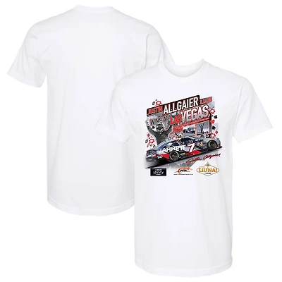 T-shirt Justin Allgaier blanc à damier pour homme, vainqueur de la course LiUNA, série Xfinity 2025