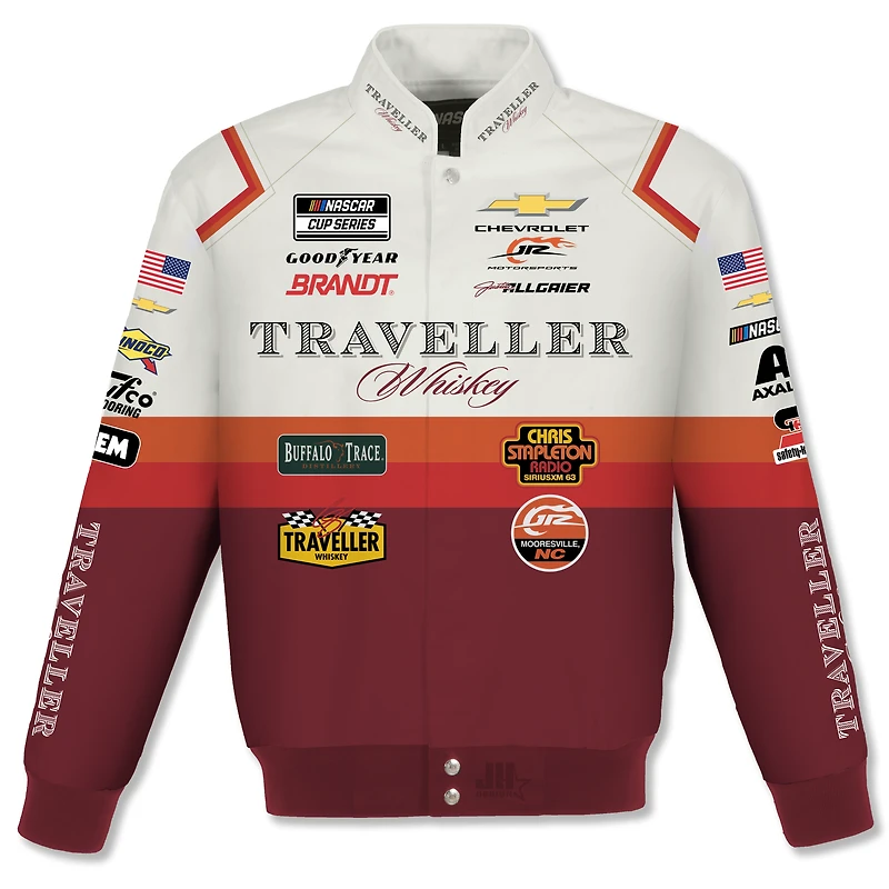 Men's JH Design Red/White Justin Allgaier Traveller Whiskey Full-Snap Twill Racing Jacket