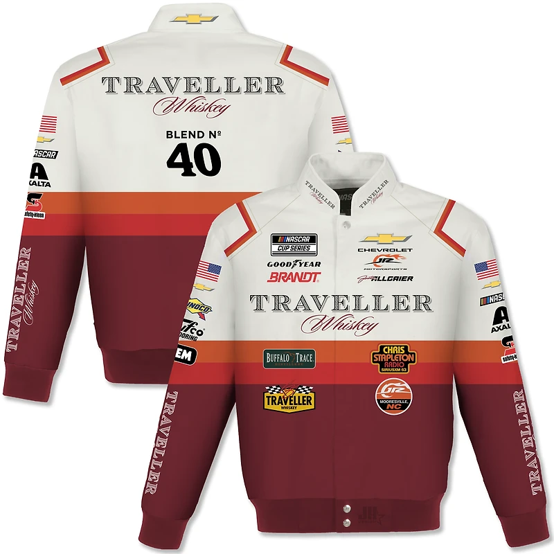 Men's JH Design Red/White Justin Allgaier Traveller Whiskey Full-Snap Twill Racing Jacket