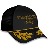 Vêtements officiels de l'équipe JR Motorsports pour hommes Casquette ajustable Justin Allgaier Traveller Whiskey Trucker noire/dorée
