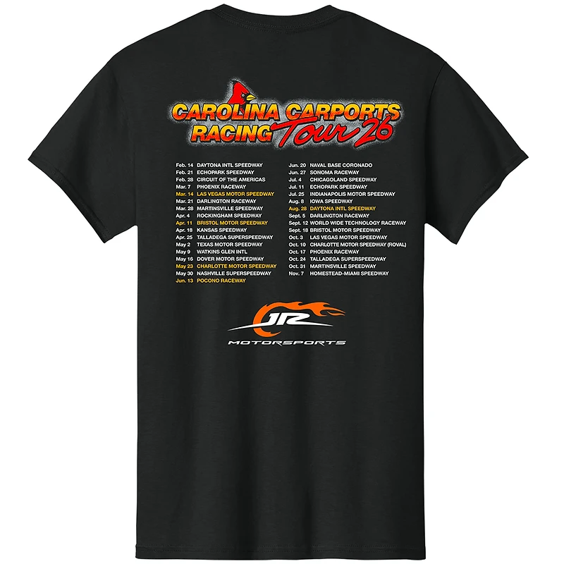 Men's JR Motorsports Official Team Apparel Black Justin Allgaier Carolina Carports Car T-Shirt