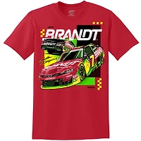 T-shirt officiel de l'équipe JR Motorsports pour homme avec voiture Justin Allgaier Brandt rouge
